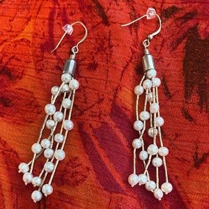 Vintage 925 Desert Rose Trading Co. Sterling Silver and Pearl Dangle Earrings